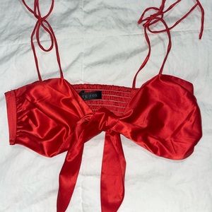 White Fox Boutique Satin Red Crop top